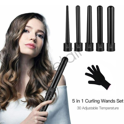 5 In 1 Interchangeable Ceramic Hair Curler Wand Set Styling Curling Iron Roller - Picture 3 of 12