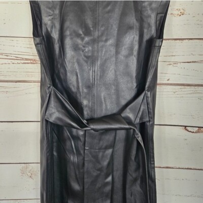 modern citizen leather dress Stylish Vegan Leather Dress with Ruching and Asymmetrical Neckline