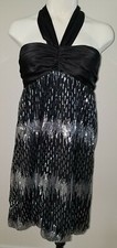 NWT City Studio Short Black Halter Dress Juniors 9 Silver Sequin Prom Formal