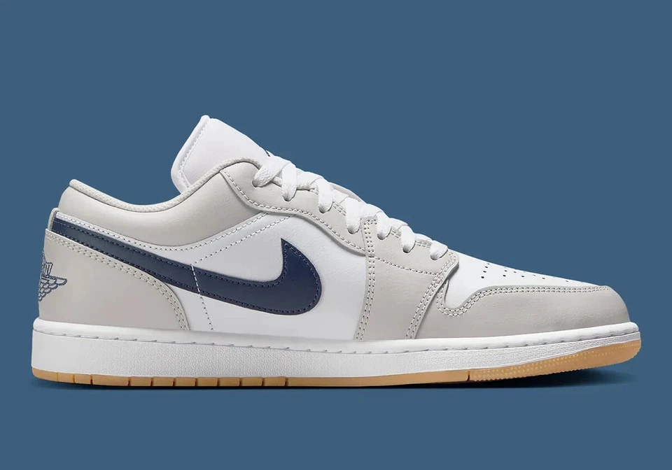 553558-146 Hombre 553560-146 GS Air Jordan 1 Bajo Blanco Neutro Gris Medianoche Azul Marino Foto 3 de 4