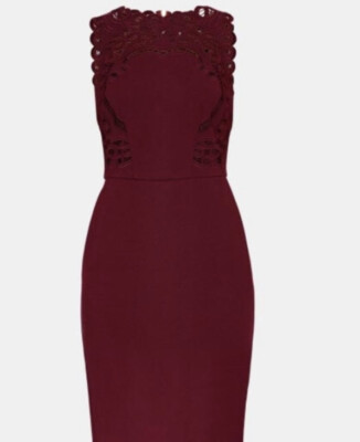 Ted Baker Verita Bodycon Maroon dress Size UK