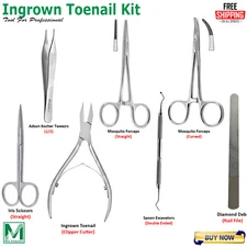 Ingrown Toenail Surgery Kit Stainless Podiatry Surgical Instruments Set