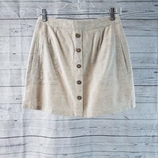 Altar'd State Womens Skirt Sz Small Beige Cotton Linen Blend Zips