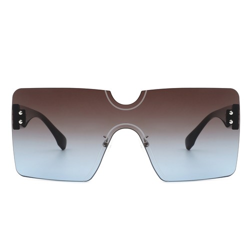 Oversized Square Fashion Sunglasses - Unisex Retro Flat Top Rimless Large Gafas - Picture 25 of 26