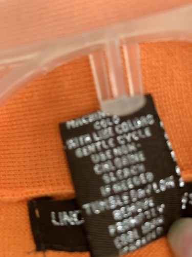 Linda Matthews Sz L Open Front Cardigan Sweater KnitTop Orange Roll-Tab Sleeves - Picture 4 of 10