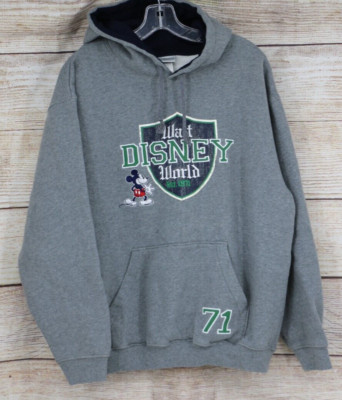 Y2K Walt Disney World Adult Size Medium Oversized Hoodie Gray Embroidered Mickey