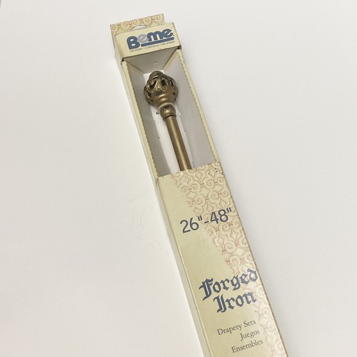 Forge Iron Metal Window Drapery Curtain Rod Set Antique Gold Adjustable 26"-48" - Picture 2 of 2