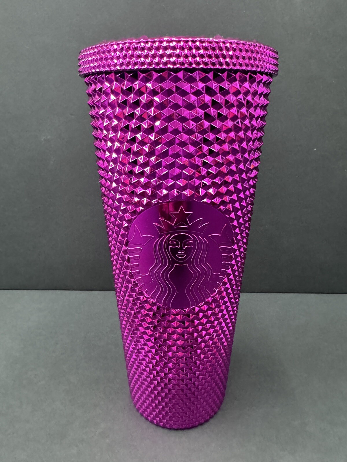 Starbucks 2022 Sangria Pink Chrome Studded 24oz Venti Tumbler