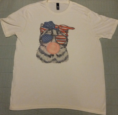 Unisex Large District White Graphic American Bubblegum Cat T Shirt