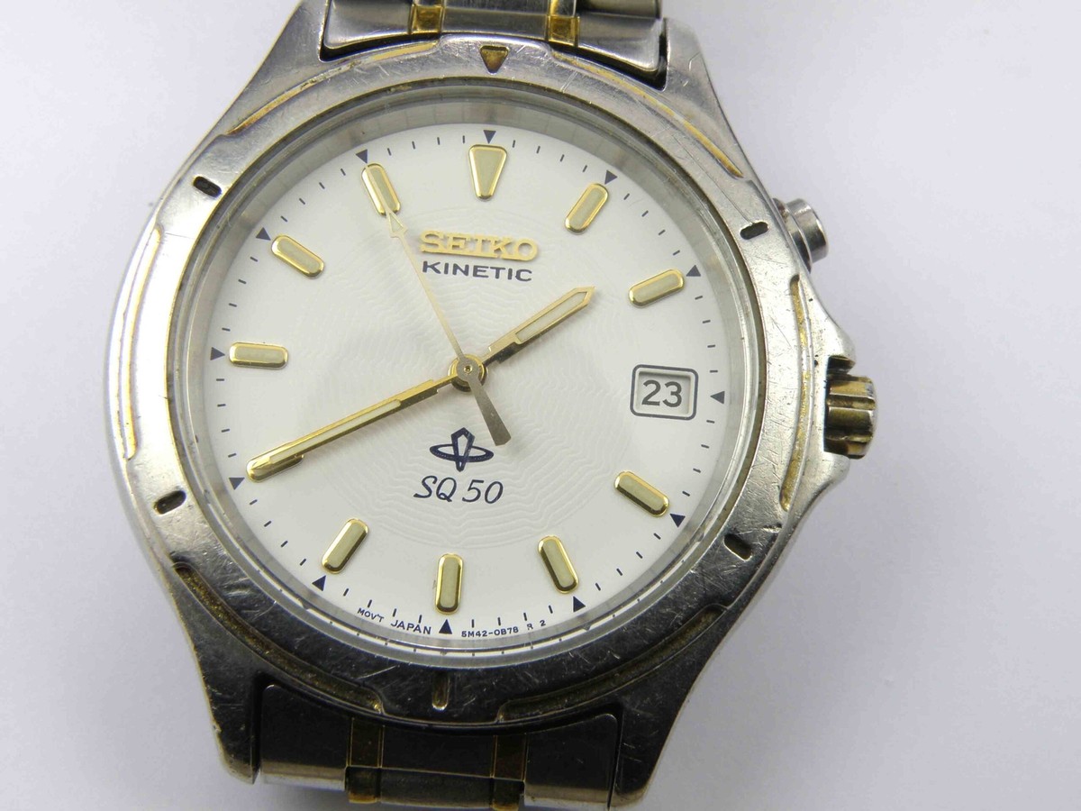 Men's Seiko 5M42-0B20 Kinetic Sports Watch - 50m | eBay UK