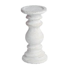 Image of Small 21cm Stone Candle Candlestick Holder Heavy White Pillar Wedding Accessory