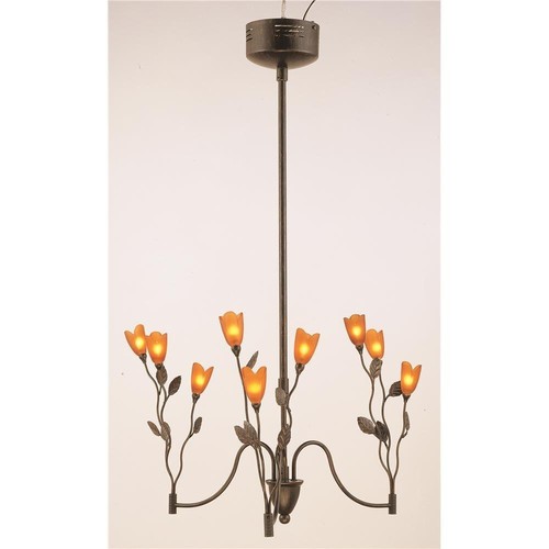 Bel Air Lighting 9-Light Amber Tulip Chandelier Dark Bronze Ceiling Lamp NEW! - Picture 1 of 2