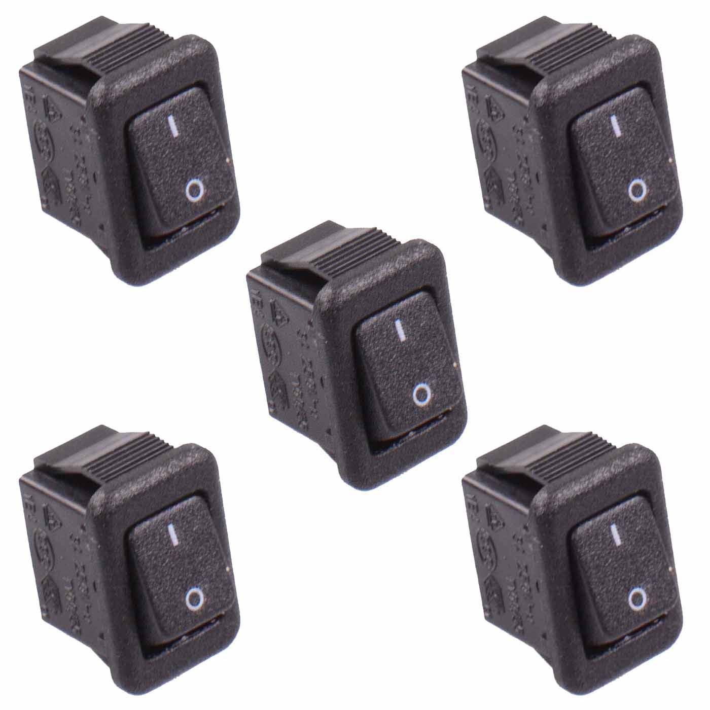 5 x On-Off Miniature Rectangle Rocker Switch SPST 3A 250V