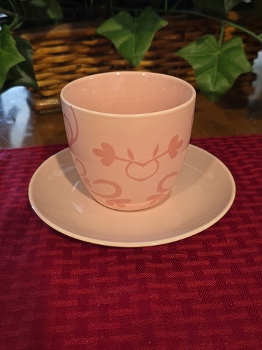 Vintage Pink Flowers Floral Vines Scroll Tea Cup And Saucer Set - 第 3/9 張圖片