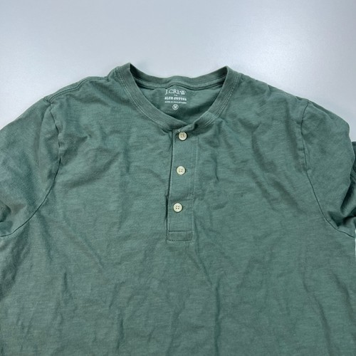 Camisa J Crew Henley Para Hombre Mediana Verde Manga Larga Algodón Informal Preppy - Imagen 2 de 7