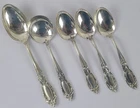 Towle Sterling Silver Spoon Set Of 5 Ornate Floral Design 259.4g Total Weight