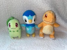 Pokemon Plush Lot. Charmander, Chikorita, and Piplup Plush.