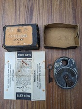RARE VINTAGE CHUBB BATTLESHIP 1K11 6 LEVER CLOSE SHACKLE PADLOCK ORIGINAL BOX 