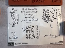 Stampin Up Love Ya Bunches , 2005, Set of 6 , 6 Unmounted Stamps,4 Wood Blocks
