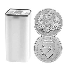 Roll Of 25 - 2024 U.k. 2 Pound Silver British Royal Arms .999 1 Oz Bu