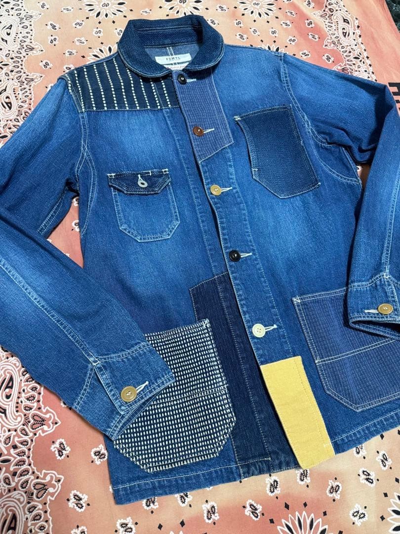 FDMTL Coverall Jacket Patchwork Boro Denim Damage… - image 2