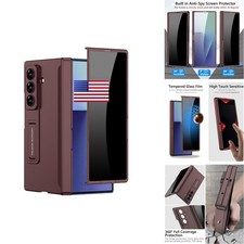YQODSZ Samsung Galaxy Z Fold 7 Case Privacy Screen Protector Wine Red