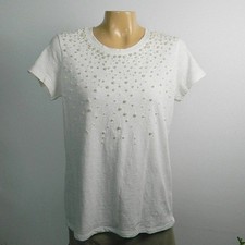 Halogen T-Shirt Womens Medium Petite White Pe...