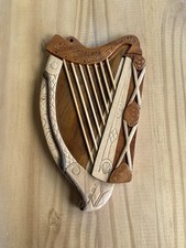 Islandcraft Harp Handcrafted Celtic Carvings Wood Wall Art Musical