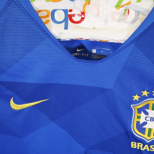 Nike Dri-Fit Brazil 2018 Away Soccer Jersey Blue Men’s Size Large Football - Picture 5 of 7