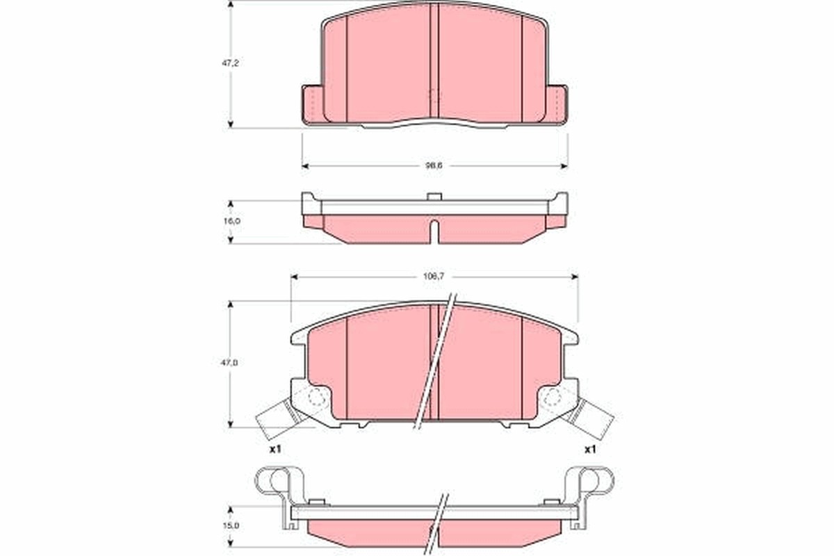 Rear TRW-OE GDB3058 Brake Pad Set, disc brake for TOYOTA
