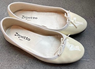 Seltene Repetto weiße Lackleder Ballerinas Größe 35 EU French Made