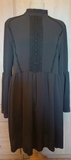 BNWT Boohoo Ladies Black Boho Lace Detail Smock Dress Long Sleeved Size 14
