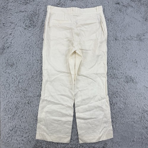 Polo Ralph Lauren Leinen Seide Hose Herren tatsächliche Größe-36x32 (LESEN) Creme weites Bein - Bild 9 von 12