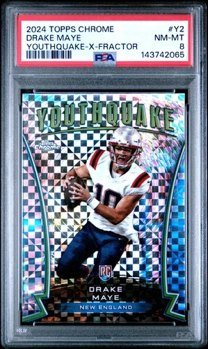2024 TOPPS CHROME YOUTHQUAKE X-FRACTOR #Y2 DRAKE MAYE ROOKIE RC PSA 8