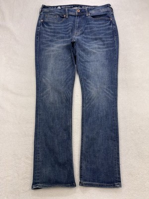 American Rag Cie Jeans Men 34x32 Blue EZ Flex Straight Slim Whiskered Denim