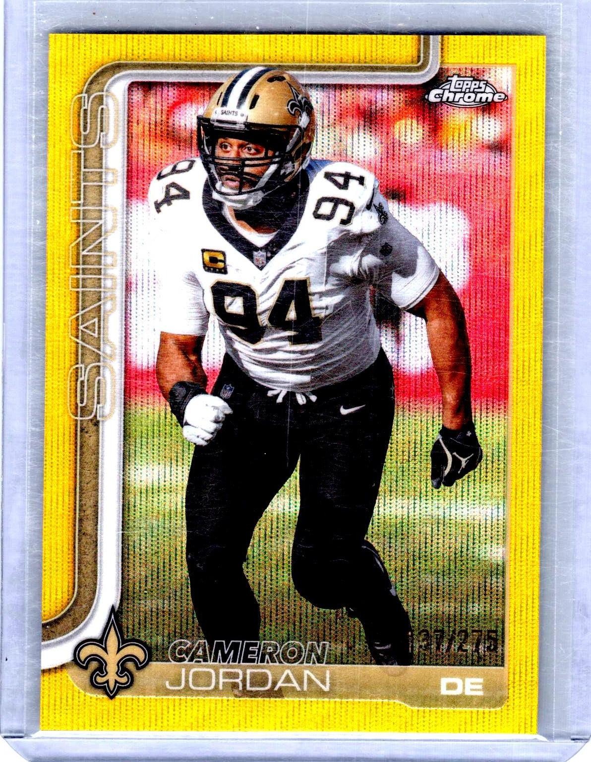 2025 Topps Chrome #221 Cameron Jordan Yellow Wave Refractor #/275