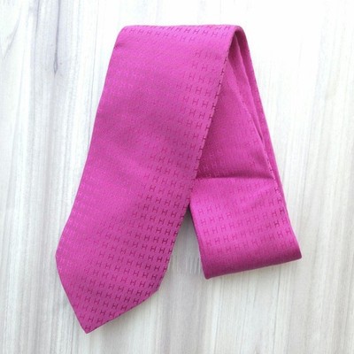 小物 HERMES Silk Tie Pink H Logo Pattern HERMES Pink Silk H patterns Tie Auth Men Width 3.14