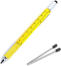Multifunction Tool Pen, 6 in 1 Tool with Ballpoint Pen, Touch Screen Stylus, Rul