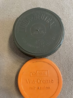 Konvolut 2 X DDR Bakelitdose LINDA-NEUTRAL Schwerin / Vasenol Creme Leipzig