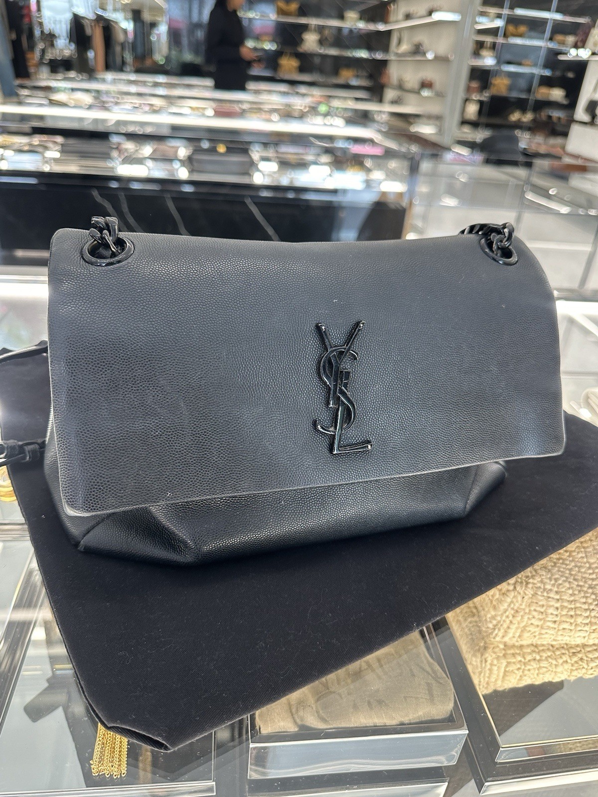 Borsa media YSL YVES Saint Laurent in pelle nera West Hollywood borsa a mano tracolla