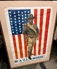 US Marine! Poster, WW1 1918 US Marine Recruiting Poster, WW1 Propaganda Art