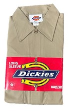 NEW Vintage Dickies Mens Long Sleeve Industrial Work Shirt Beige 14-14 1/2 X 33