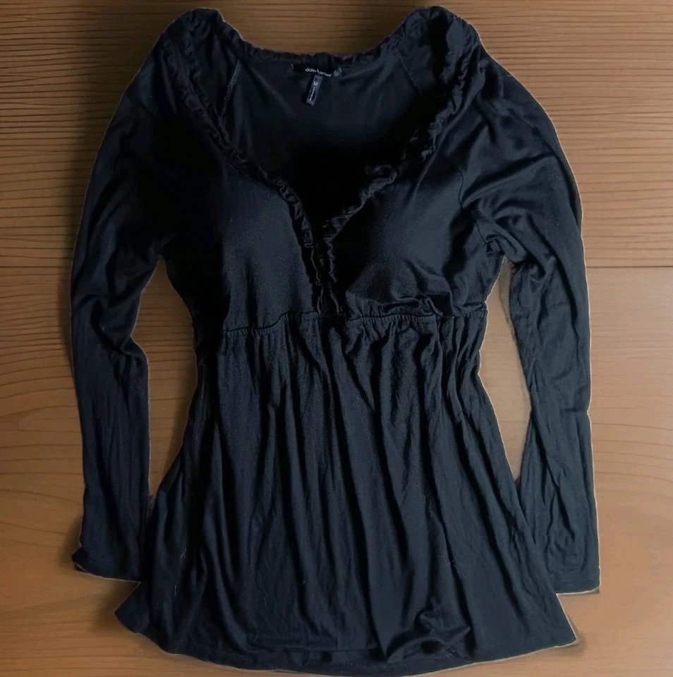 Top Babydoll Y2K M Whimsigoth Hada Oscura Grunge Volantes Cuello en V Bruja Femenina Foto 4 de 4