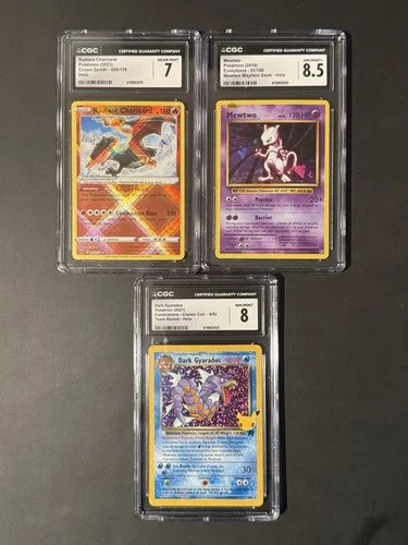 Radiant Charizard CGC 7 Dark Gyarados CGC 8 Mewtwo CGC 8.5 Pokemon TCG