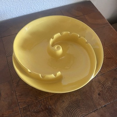 MCM FRANKOMA Pottery #30 Yellow Cigarette Tobacco Ashtray Vintage Trinket Dish