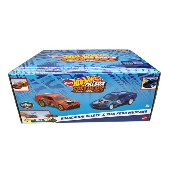 Hot Wheels Dimachinni 1969 Ford Mustang Pull Back Speeders Metal 1:43, 2 Er Set-image