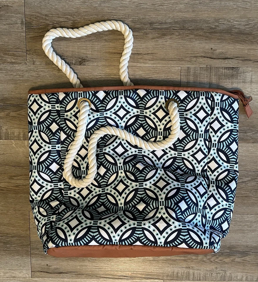 Fit and Fresh Insulated Backpack Lunch Bag Neon Teal Moroccan Style Design  - Image 2 of 4