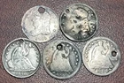 (5) CULL Holed 1834-1854 Capped Bust & Seated Liberty Half Dime 5c Silver Coins