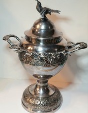 Antique Simpson Hall Miller Silverplate Spooner Sugar Bowl Bird Finial AS IS