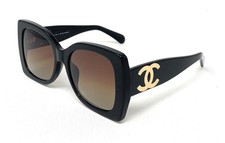CHANEL Women's POLARIZED Sunglasses CH5494A 622/S9 Black Gold Brown 53mm